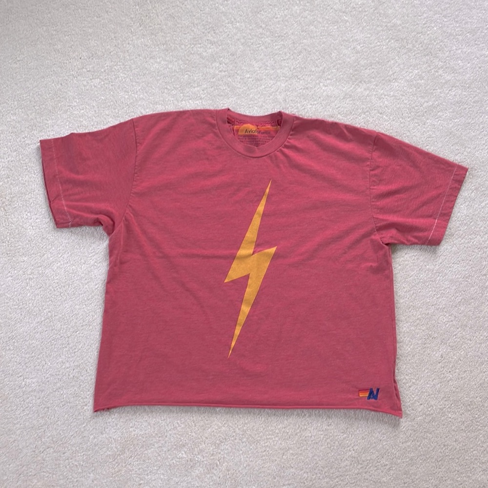 Aviator Nation Bolt Boyfriend Tee Faded Red